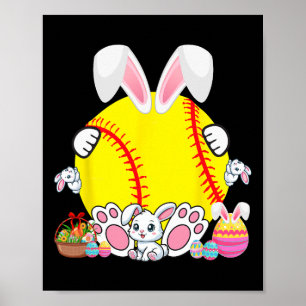 Bunny Softbal Kostuum Pasen Speler Fan Hunt Poster