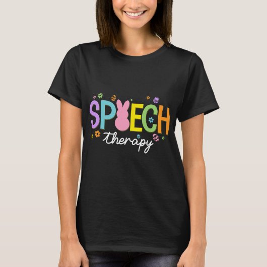 Bunny Speech Therapeut Slp Paasdag Speech Thera T-shirt (Voorkant)