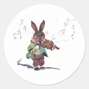 Bunny Spelen De Viool Ronde Sticker
