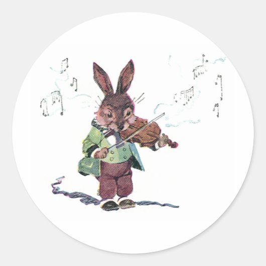 Bunny Spelen De Viool Ronde Sticker (Voorkant)