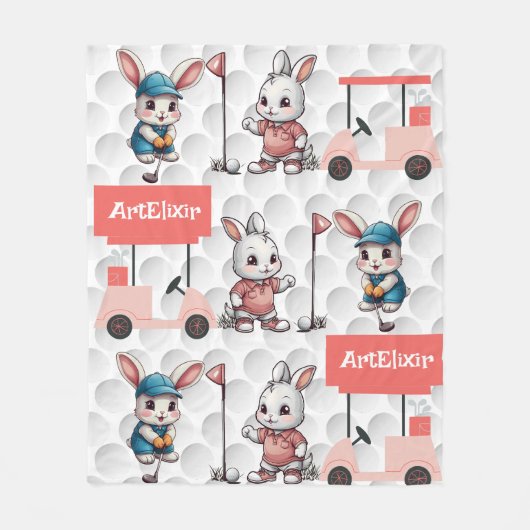 Bunny Spelen Golf Print Fleece Deken (Voorkant)