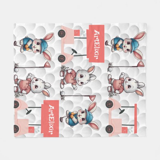 Bunny Spelen Golf Print Fleece Deken (Voorkant (Horizontaal))