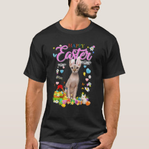 Bunny Sphynx Cat Happy Easter Eggs T-shirt