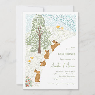 Bunny Spring Baby shower Kaart
