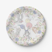 Bunny Spring florale verjaardagsfeest borden Papieren Bordje (Voorkant)