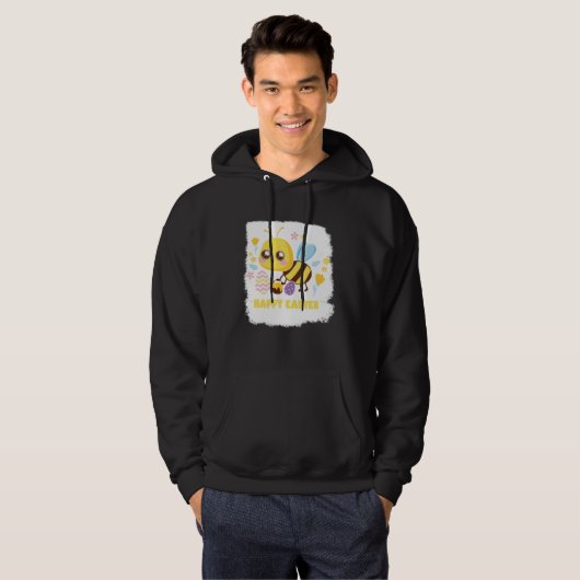 Bunny Spring Hunt Eggs bee Happy Easter Day Hoodie (Voorkant volledig)