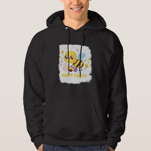 Bunny Spring Hunt Eggs bee Happy Easter Day Hoodie (Voorkant)