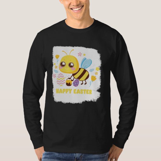 Bunny Spring Hunt Eggs bee Happy Easter Day T-shirt (Voorkant)