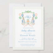 Bunny Spring Monogram Baby shower Kaart (Voorkant)