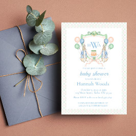 Bunny Spring Monogram Baby shower Kaart