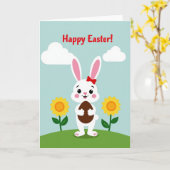 Bunny Springtime Scene Card Kaart (Gele Bloem)