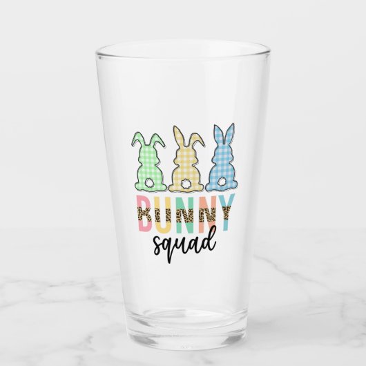 Bunny Squad | Paaseieren Hunt Cute Bunny Glas (Voorkant)