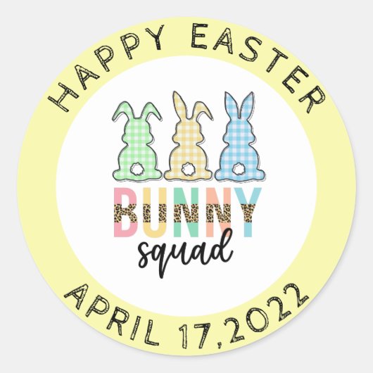 Bunny Squad | Paaseieren Hunt Cute Bunny Ronde Sticker (Voorkant)