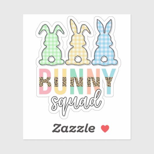Bunny Squad | Vrolijk Pasen, Cute Bunny Rabbit Sticker (Vel)