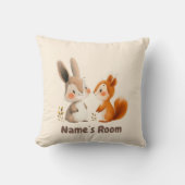 Bunny & Squirrel Woodland Vrienden | Kinder kamer Kussen (Voorkant)