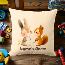 Bunny & Squirrel Woodland Vrienden | Kinder kamer Kussen