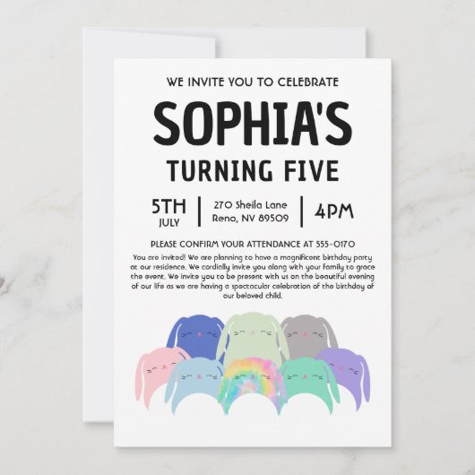 Bunny Squishmallow Birthday Party Kaart (Voorkant)