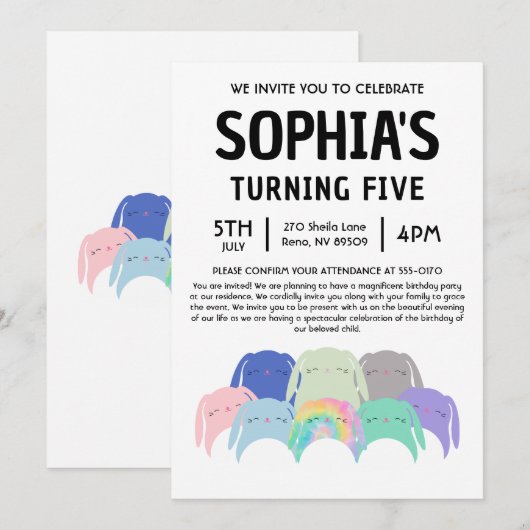 Bunny Squishmallow Birthday Party Kaart (Voorkant / Achterkant)