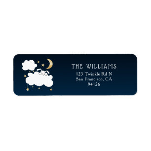 Bunny Stars Moon Baby shower Return Address Etiket