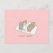Bunny Stay Warm Rabbit Pink Briefkaart (Voorkant)