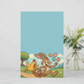 Bunny steelt eieren van Chicken Easter Design Funn Briefpapier (Staand voorkant)