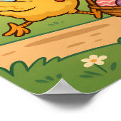 Bunny steelt eieren van kip | Grappige paas Cartoo Poster (Hoek)
