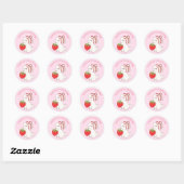 Bunny Strawberry Pink Birthday Ronde Sticker (Vel)