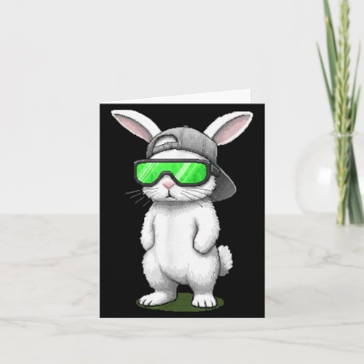 Bunny sunglasses cap cool rabbit pixel easter day kaart (Voorkant)
