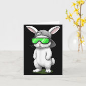 Bunny sunglasses cap cool rabbit pixel easter day kaart (Gele Bloem)