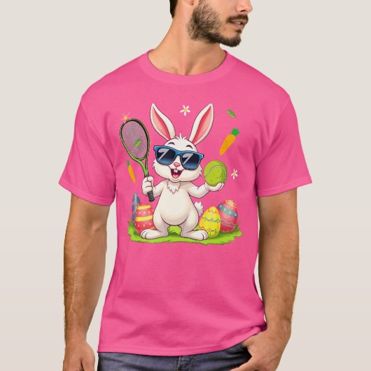 Bunny Sunglasses Easter Eggs Tennis Player Lover T-shirt (Voorkant)