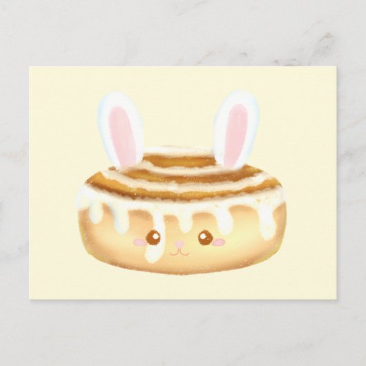 Bunny Sweet Dessert Cinnamon Bun Briefkaart (Voorkant)