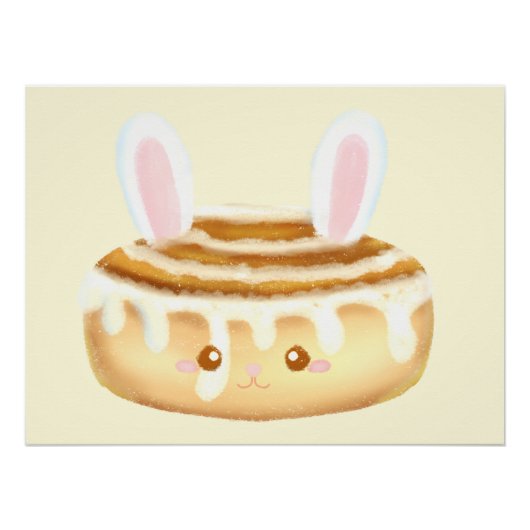 Bunny Sweet Dessert Cinnamon Bun Perfect Poster (Voorkant)