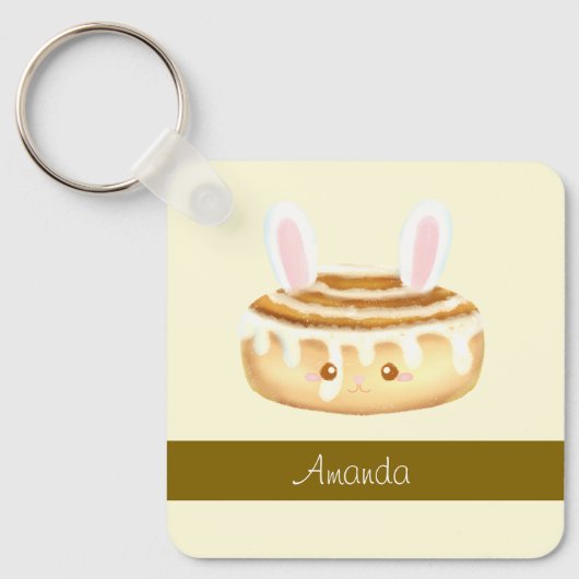 Bunny Sweet Dessert Cinnamon Bun Sleutelhanger (Voorkant)