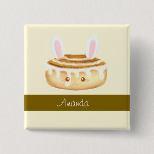 Bunny Sweet Dessert Cinnamon Bun Vierkante Button 5,1 Cm