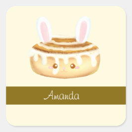 Bunny Sweet Dessert Cinnamon Bun Vierkante Sticker