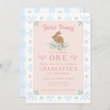 Bunny Sweet Pink Blue Kind Eerste 1e verjaardagsfe