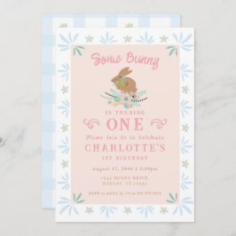 Bunny Sweet Pink Blue Kind Eerste 1e verjaardagsfe Kaart