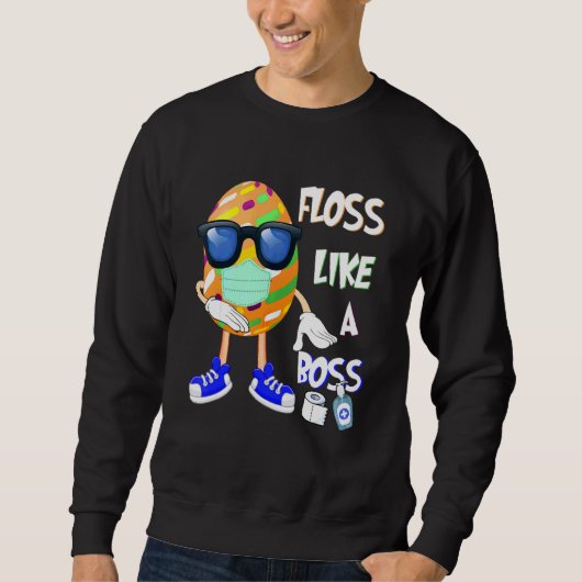 Bunny T Boss Easter Day Cute Egg in masker en glas Trui (Voorkant)