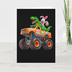 Bunny T-rex Pasen Monster Truck Dino Grappig Jonge Kaart