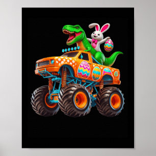 Bunny T-rex Pasen Monster Truck Dino Grappige Jong Poster