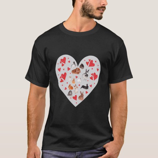Bunny Tas Valentijnsdag Waterverf Bunny Tas H T-shirt (Voorkant)