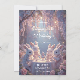 Bunny Tea Party Birthday Invitation – Dreamy Fairy Kaart