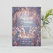 Bunny Tea Party Birthday Invitation – Dreamy Fairy Kaart (Staand voorkant)