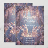 Bunny Tea Party Birthday Invitation – Dreamy Fairy Kaart (Voorkant / Achterkant)