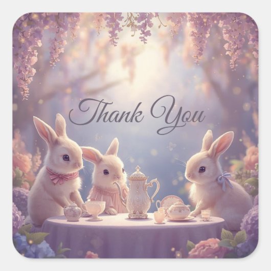 Bunny Tea Party Favor Stickers – Fairy Garden (Voorkant)