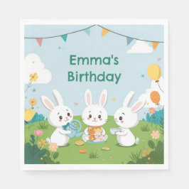 Bunny Tea Party Napkins | Cute Rabbit Birthday Servet