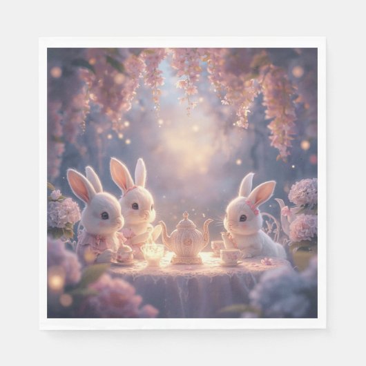 Bunny Tea Party Napkins – Dreamy Fairy Garden Servet (Voorkant)