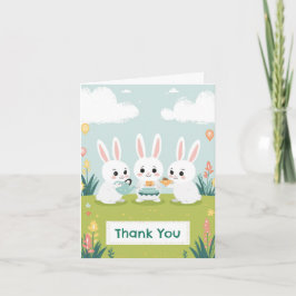 Bunny Tea Party Thank You Card | Cute Rabbit Girls Kaart