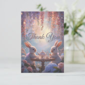 Bunny Tea Party Thank You Cards – Whimsical Fairy Bedankkaart (Staand voorkant)