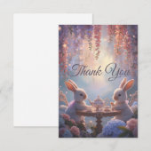 Bunny Tea Party Thank You Cards – Whimsical Fairy Bedankkaart (Voorkant / Achterkant)